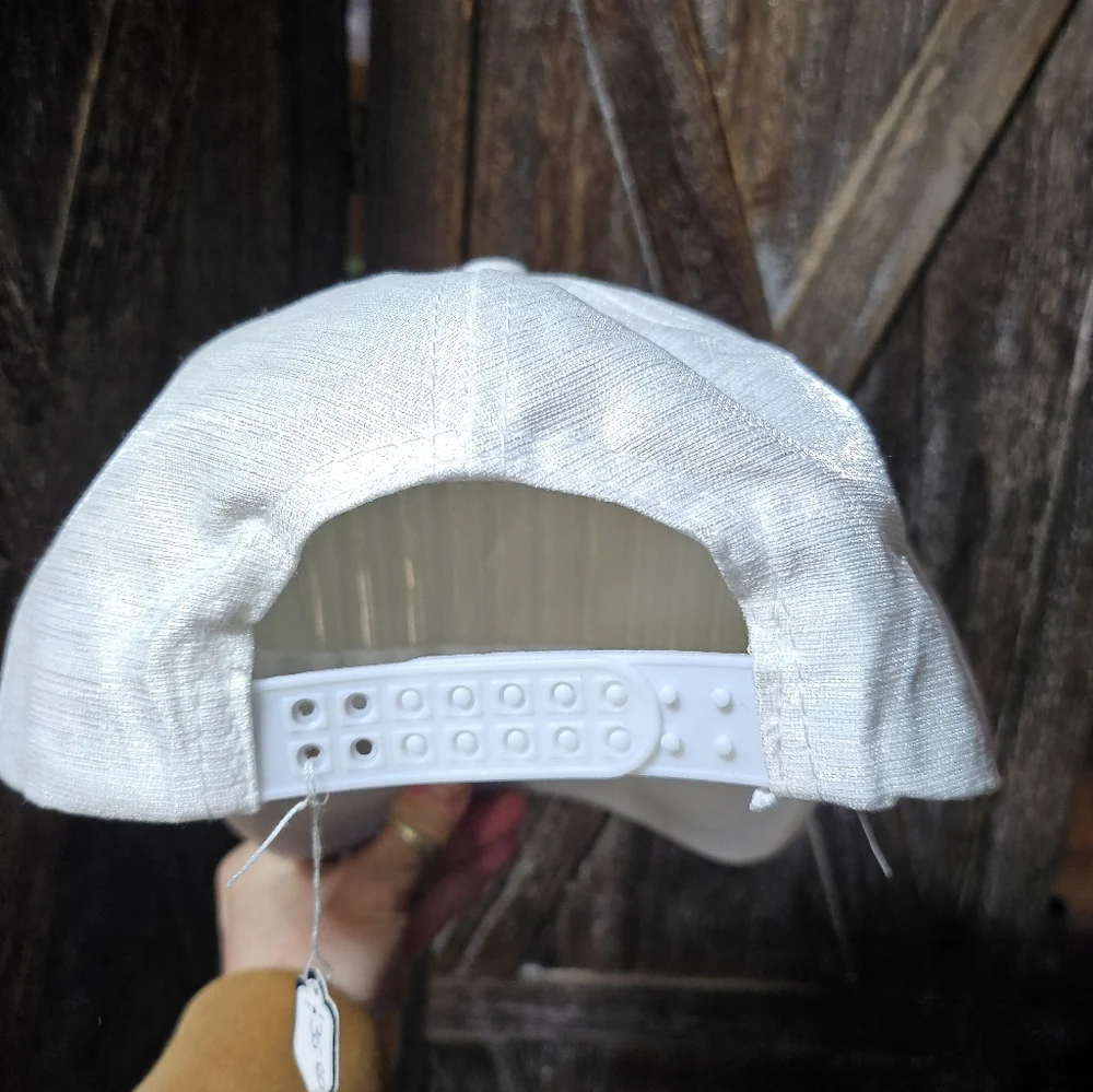 NWT White And Silver Rhinestone Trucker Baseball Cap